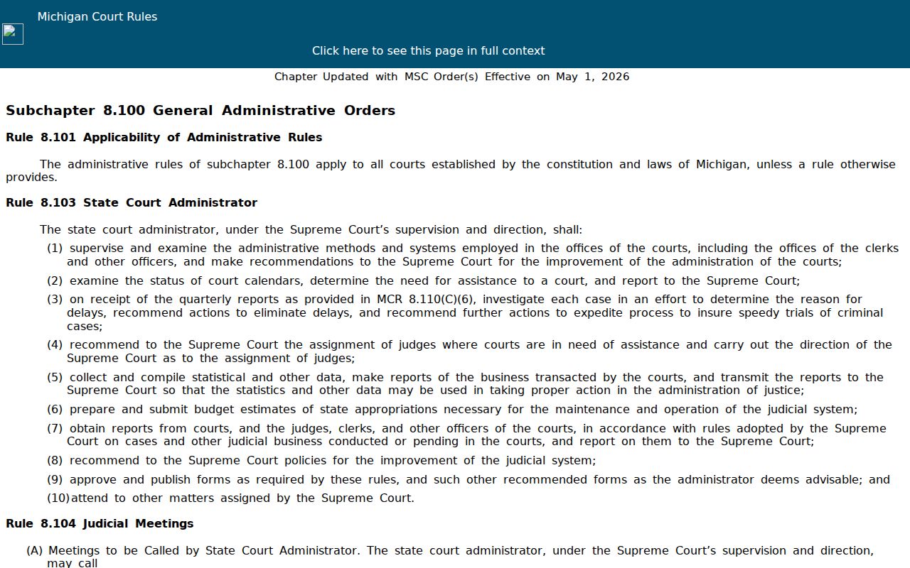 Genesee County court record access under Michigan Court Rules Chapter 8