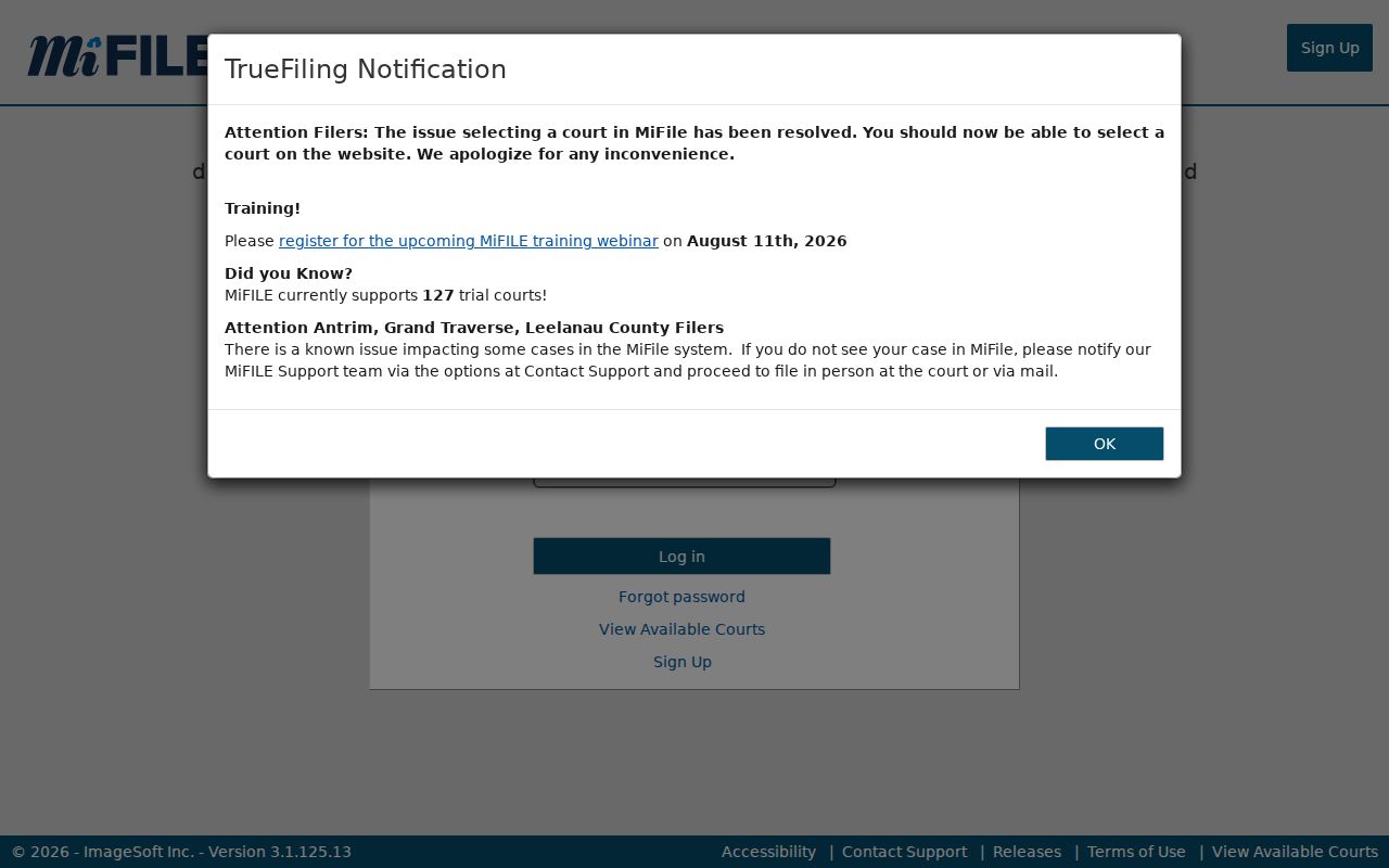 Fenton court docket distinction between public search and MiFILE e-filing