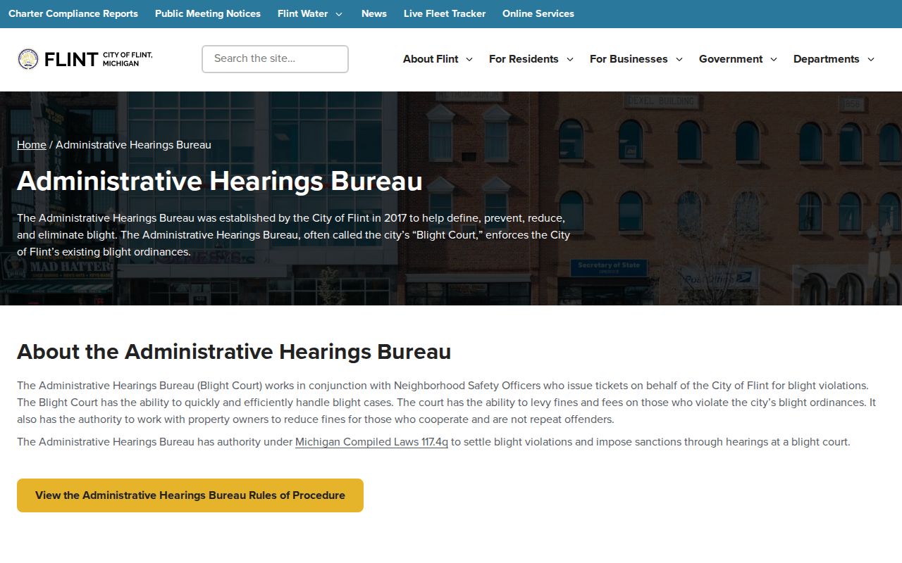 Flint court docket distinction for the Flint Administrative Hearings Bureau