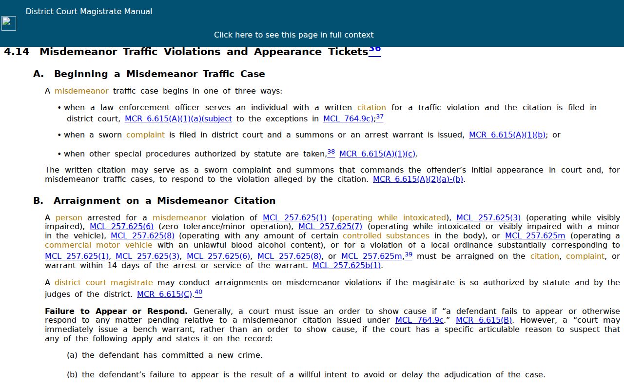 Flushing court docket source on Michigan traffic notice and court procedure