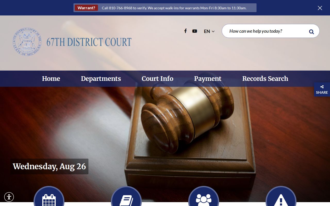 Genesee County court docket reference for the 67th District Court