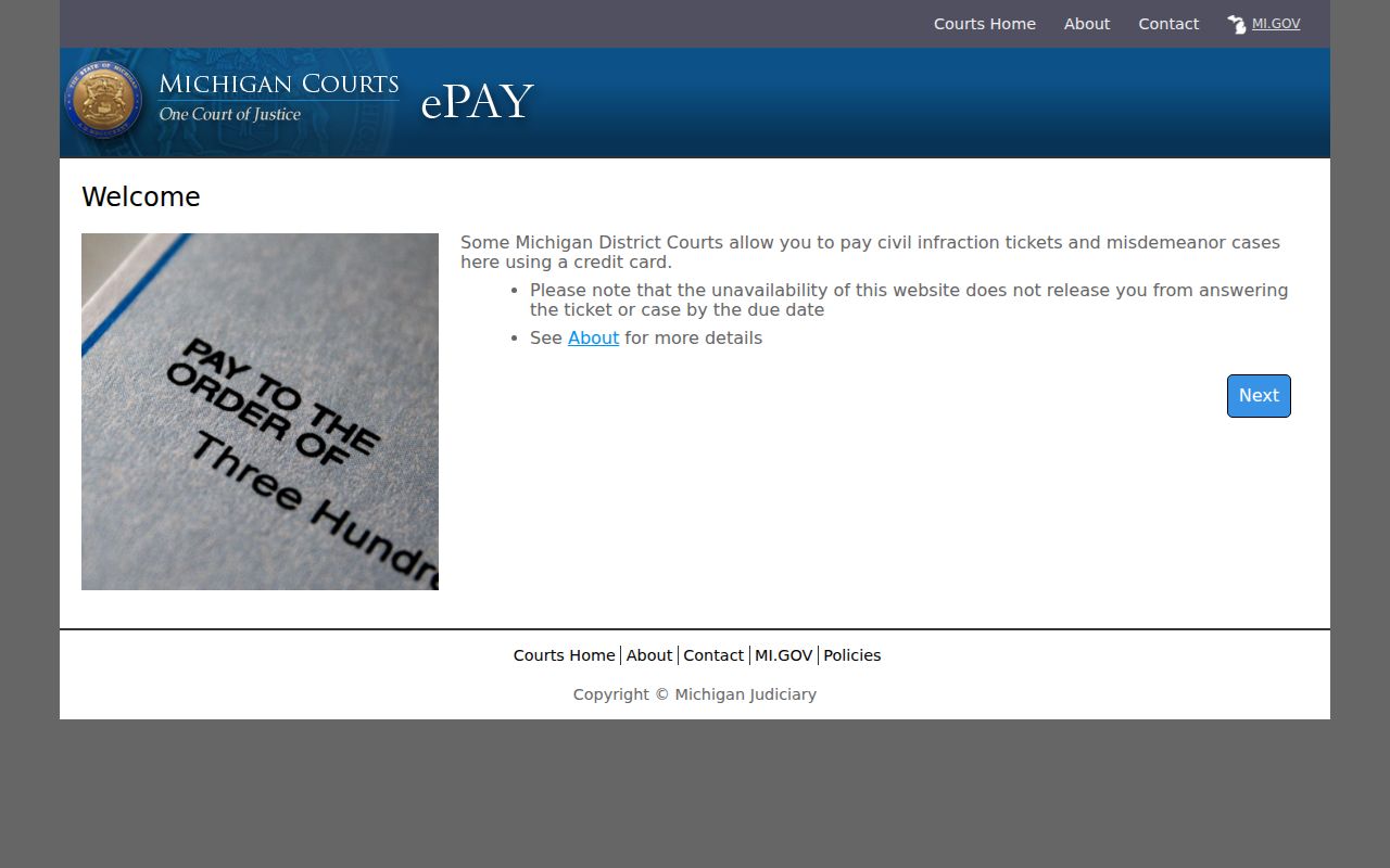 Genesee County traffic tickets and the Michigan ePAY payment notice